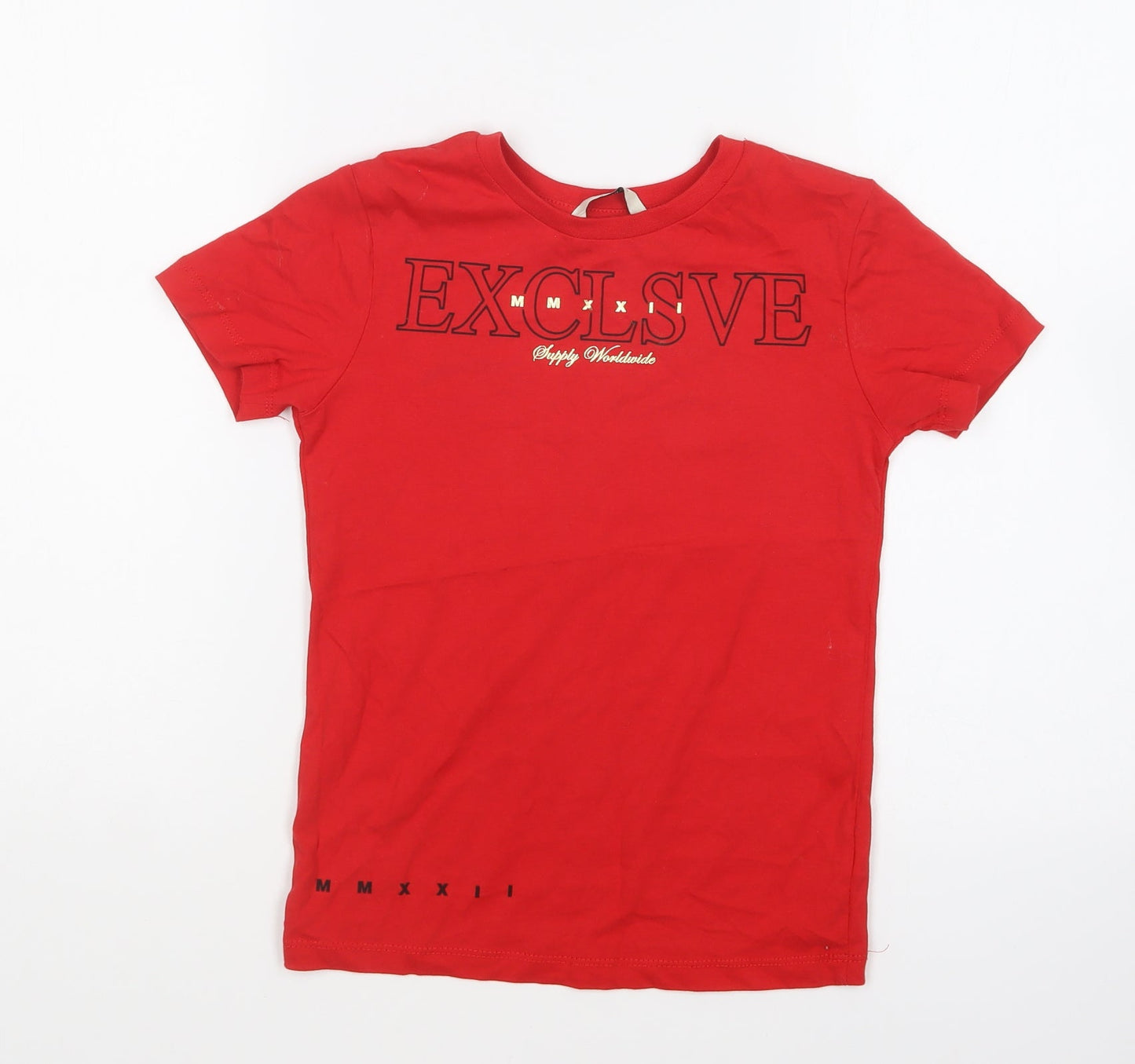 George Boys Red Cotton Basic T-Shirt Size 7-8 Years Round Neck Pullover - Exclusive