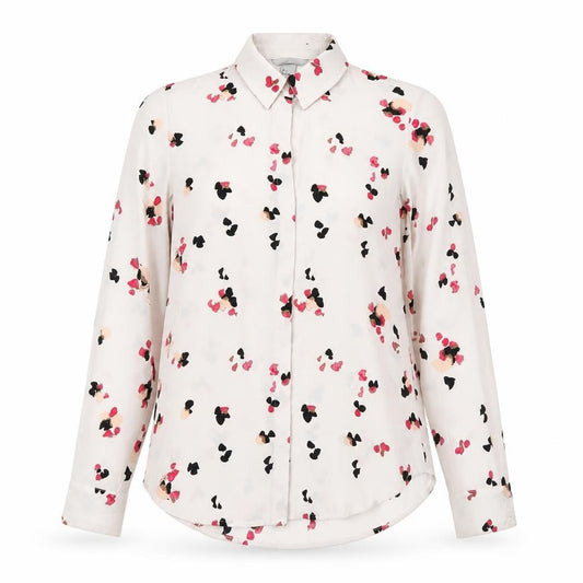 H&M Womens Pink Geometric Polyester Basic Button-Up Size XS Collared