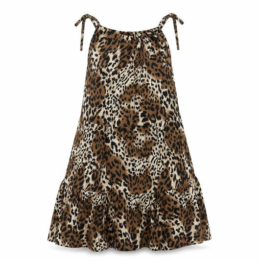 Pep&Co Womens Brown Animal Print Polyester Trapeze & Swing Size 8 Round Neck Pullover - Leopard print
