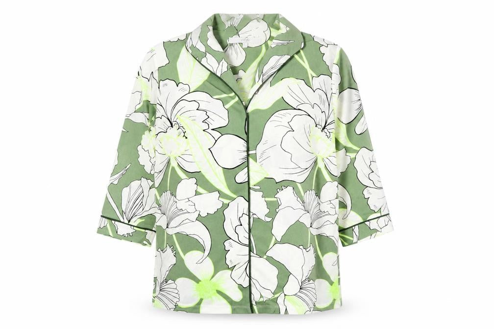 NEXT Womens Green Floral Polyester Basic Blouse Size 6 V-Neck