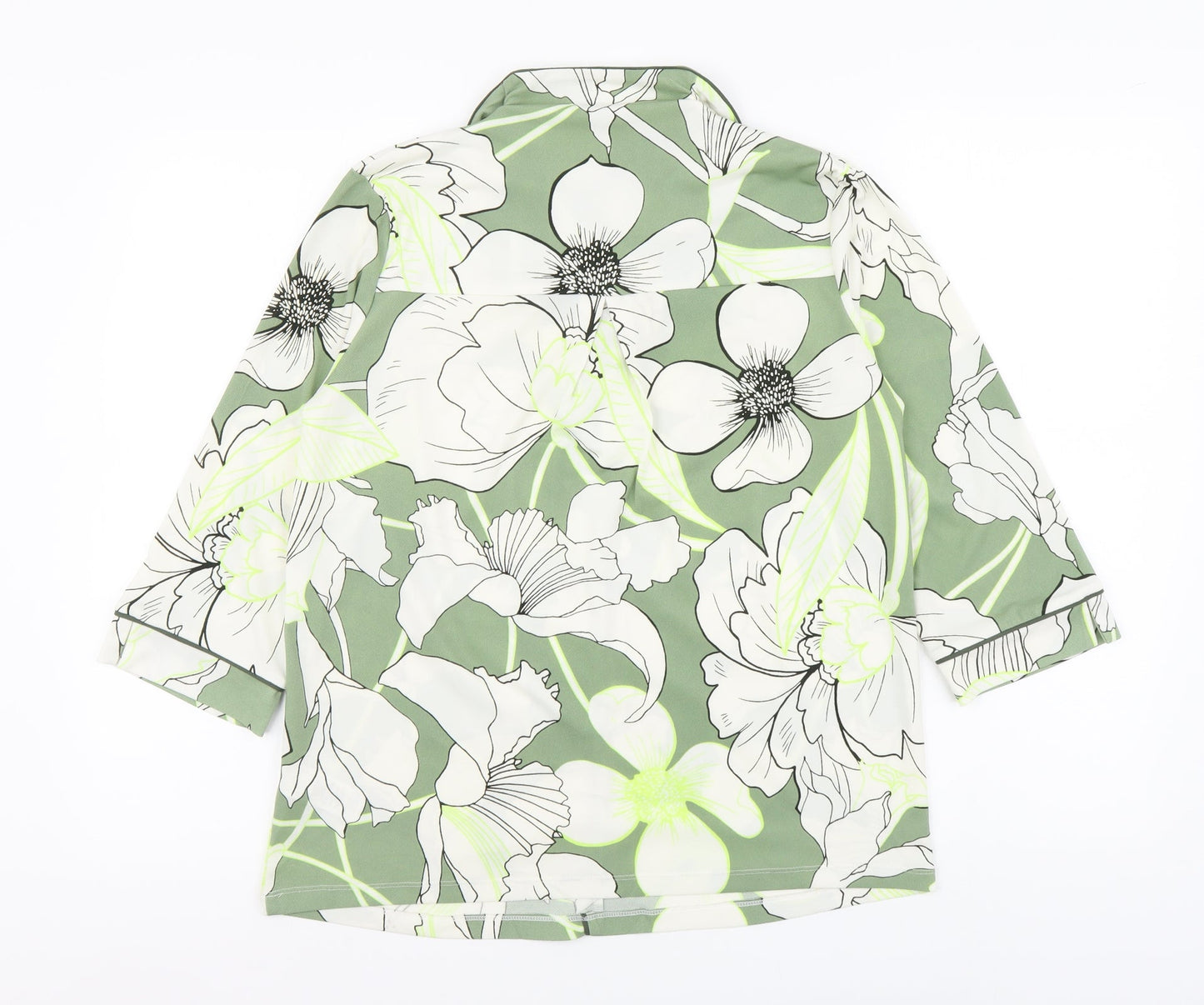 NEXT Womens Green Floral Polyester Basic Blouse Size 6 V-Neck