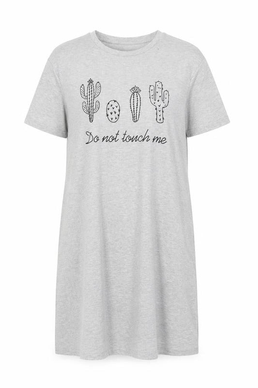 SHEIN Womens Grey Polyester T-Shirt Dress Size M Round Neck Pullover - Do Not Touch Me