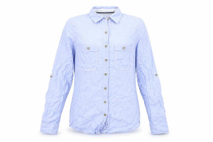 River Island Womens Blue Cotton Basic Button-Up Size 6 Collared