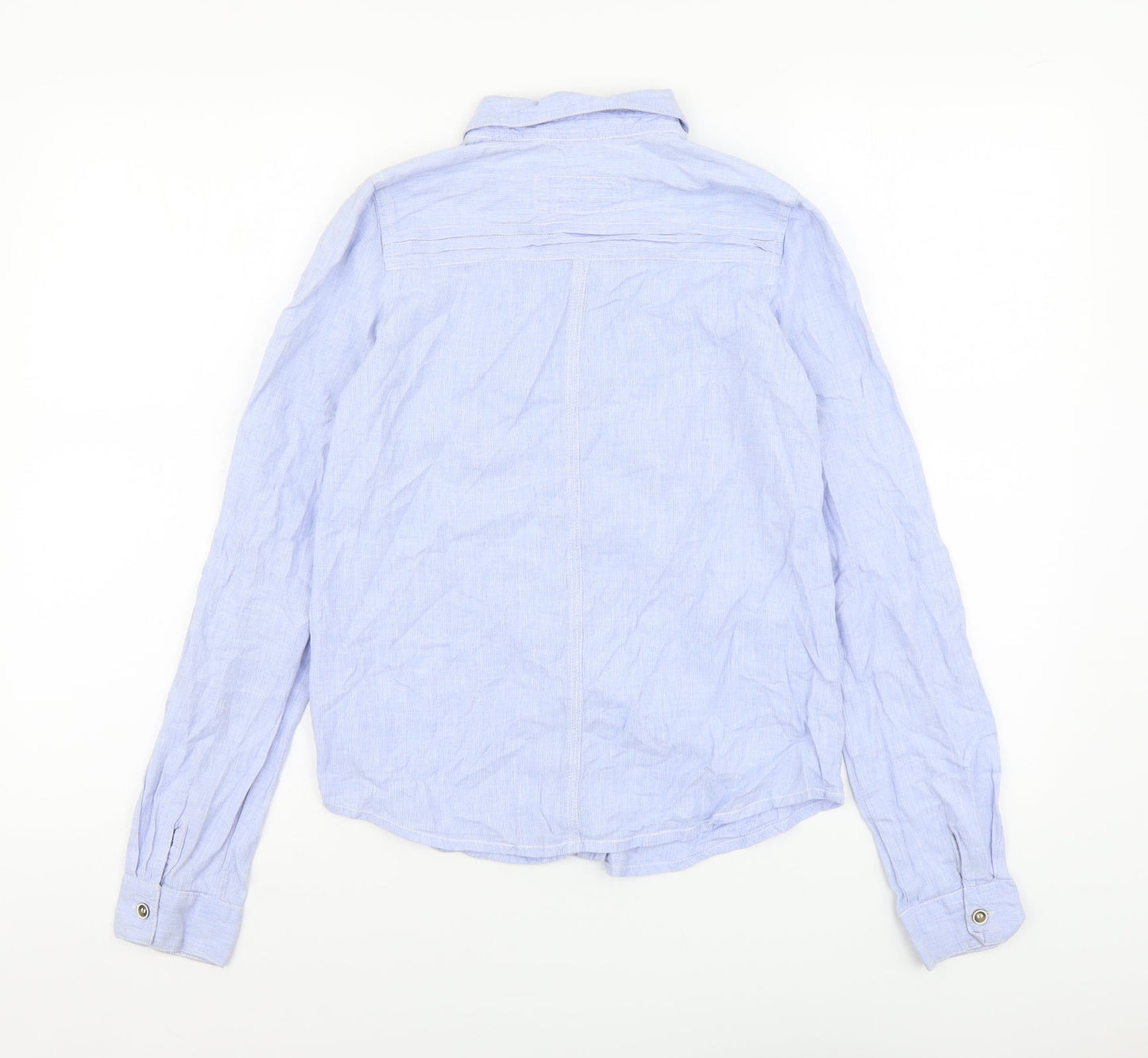 River Island Womens Blue Cotton Basic Button-Up Size 6 Collared