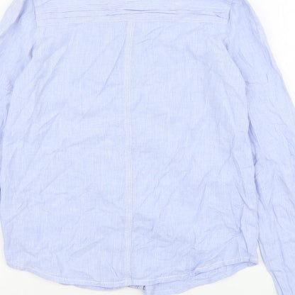 River Island Womens Blue Cotton Basic Button-Up Size 6 Collared