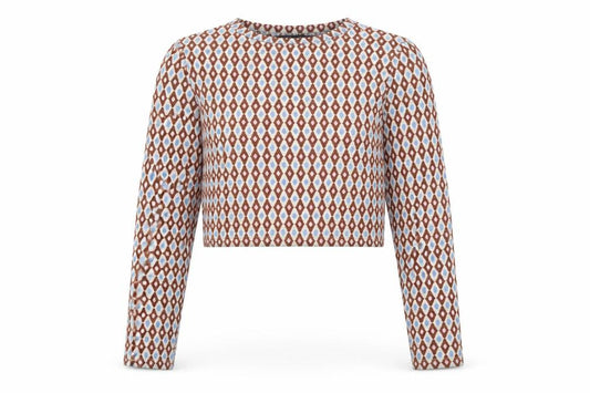 Primark Womens Multicoloured Geometric Polyester Cropped T-Shirt Size XS Round Neck