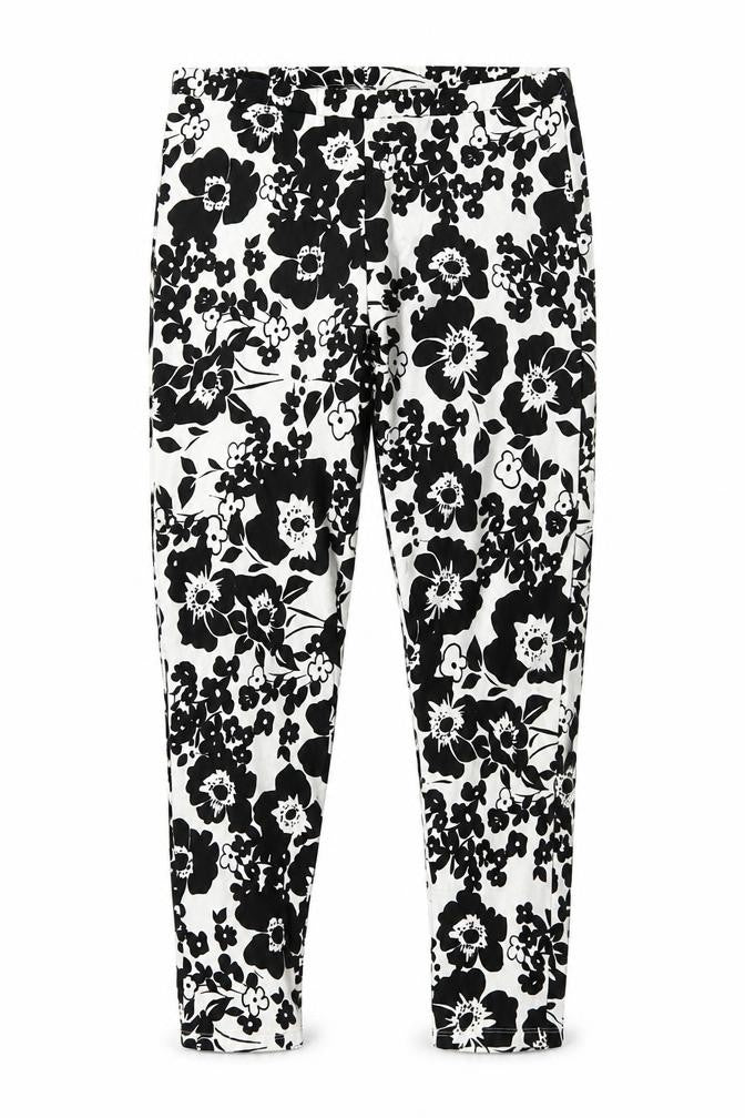 F7F Womens White Floral Viscose Harem Leggings Size 12 L27 in