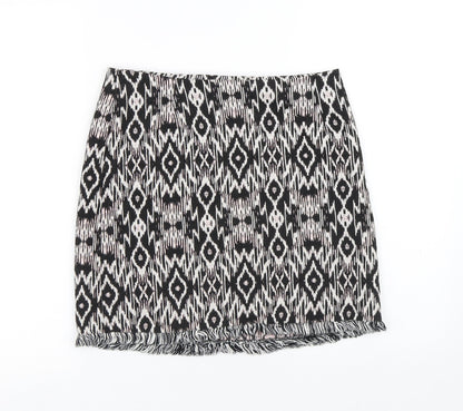 New Look Womens Multicoloured Geometric Polyester A-Line Skirt Size 8 Zip