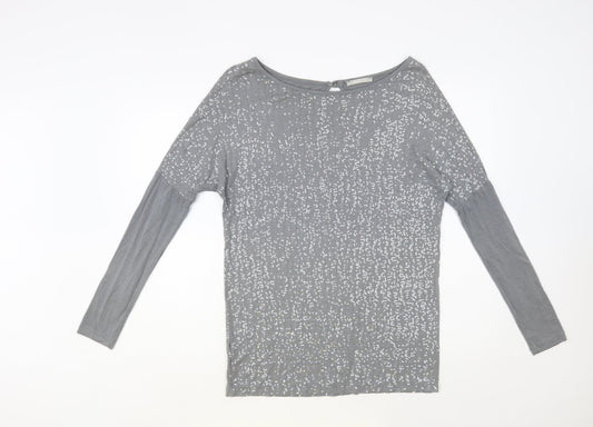 Suzy D Womens Grey Viscose Basic Blouse Size M Boat Neck