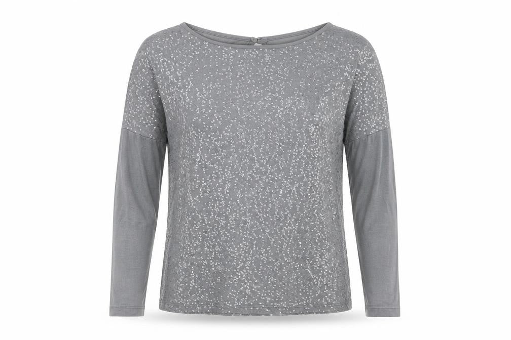 Suzy D Womens Grey Viscose Basic Blouse Size M Boat Neck