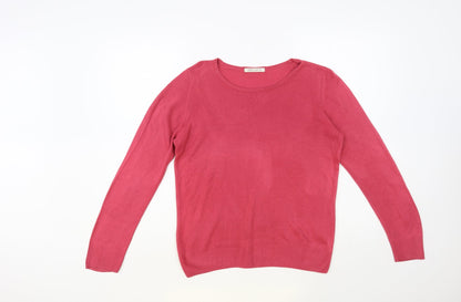 Marks & Spencer Womens Pink Round Neck Acrylic Pullover Jumper Size 10