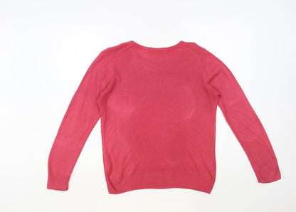 Marks & Spencer Womens Pink Round Neck Acrylic Pullover Jumper Size 10