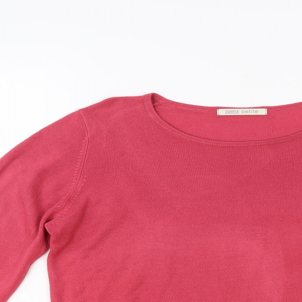 Marks and Spencer Womens Pink Round Neck Acrylic Pullover Jumper Size 10