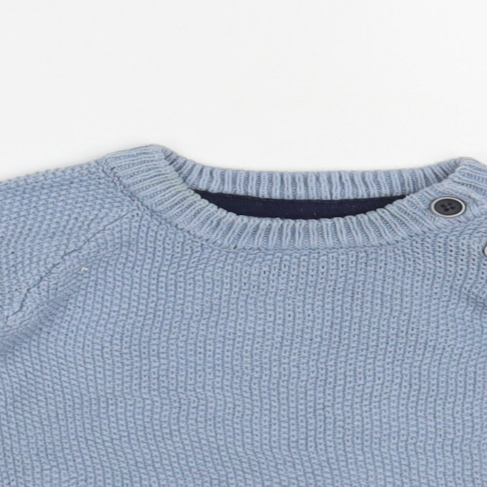 Primark Baby Blue Cotton Pullover Jumper Size 6-9 Months Button
