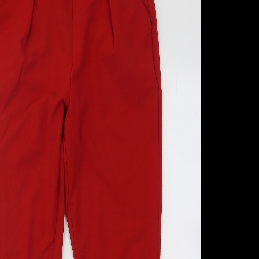 Stradivarius Womens Red Polyester Carrot Trousers Size S L24 in Regular