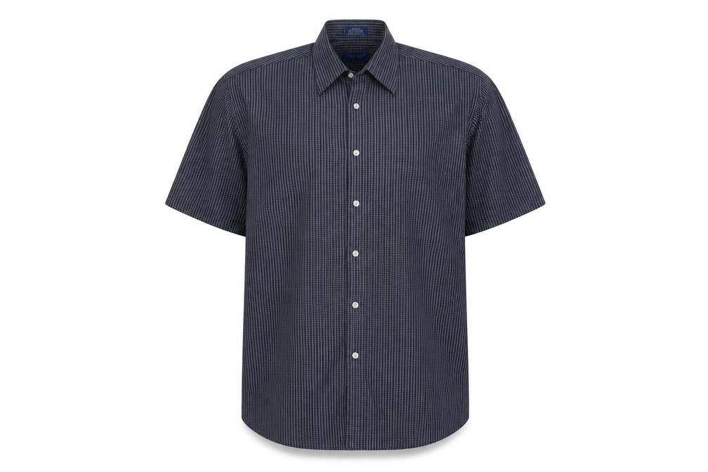 TownCraft Mens Blue Geometric Cotton Button-Up Size 16 Collared Button