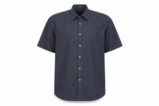TownCraft Mens Blue Geometric Cotton Button-Up Size 16 Collared Button