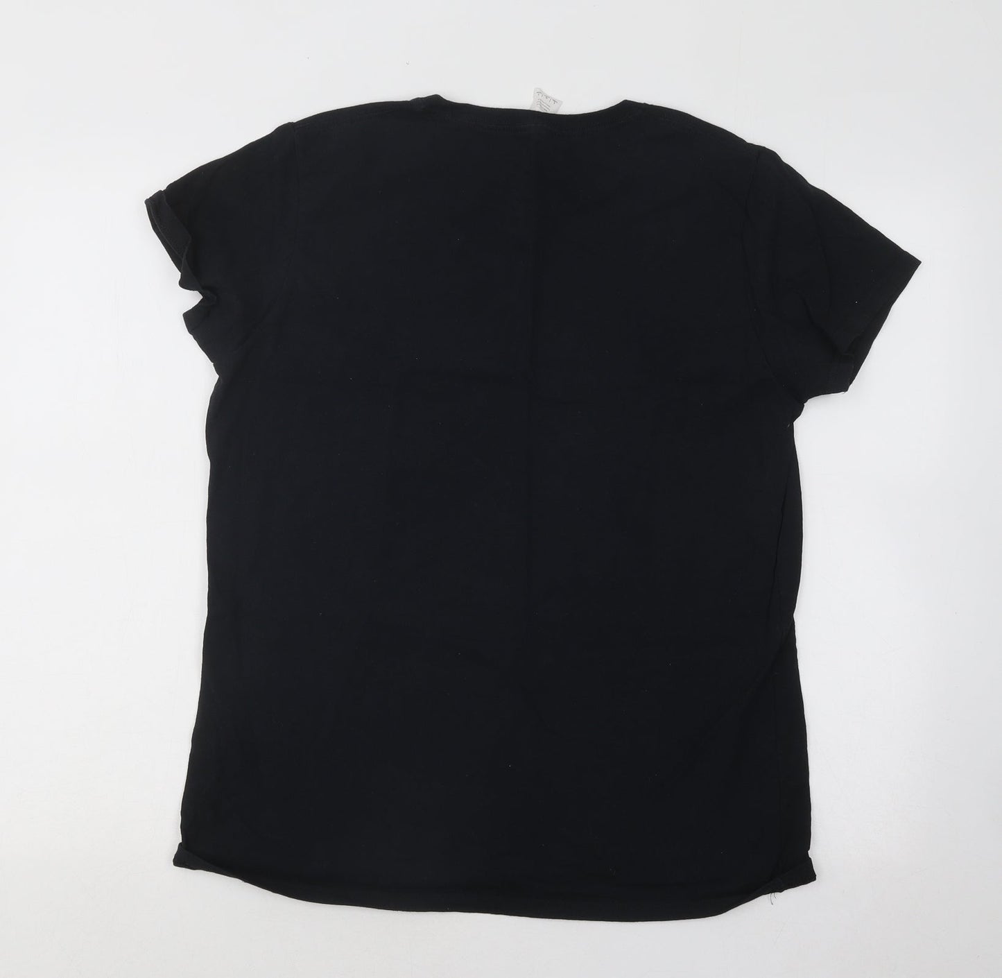 Gildan Mens Black Cotton T-Shirt Size L Round Neck - USA Rugby