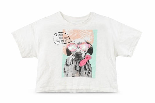 F&F Girls White Cotton Basic T-Shirt Size 5-6 Years Round Neck - Ready For The Summer