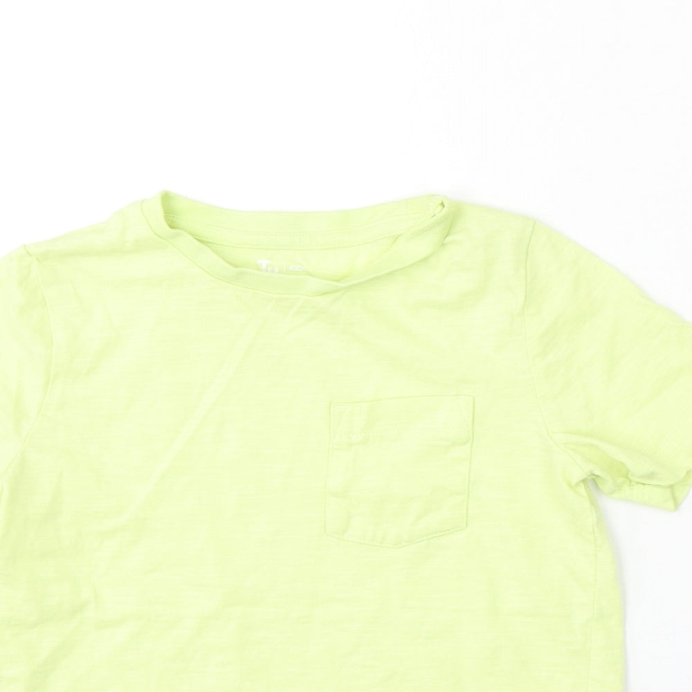 TU Boys Green Cotton Basic T-Shirt Size 5 Years Round Neck
