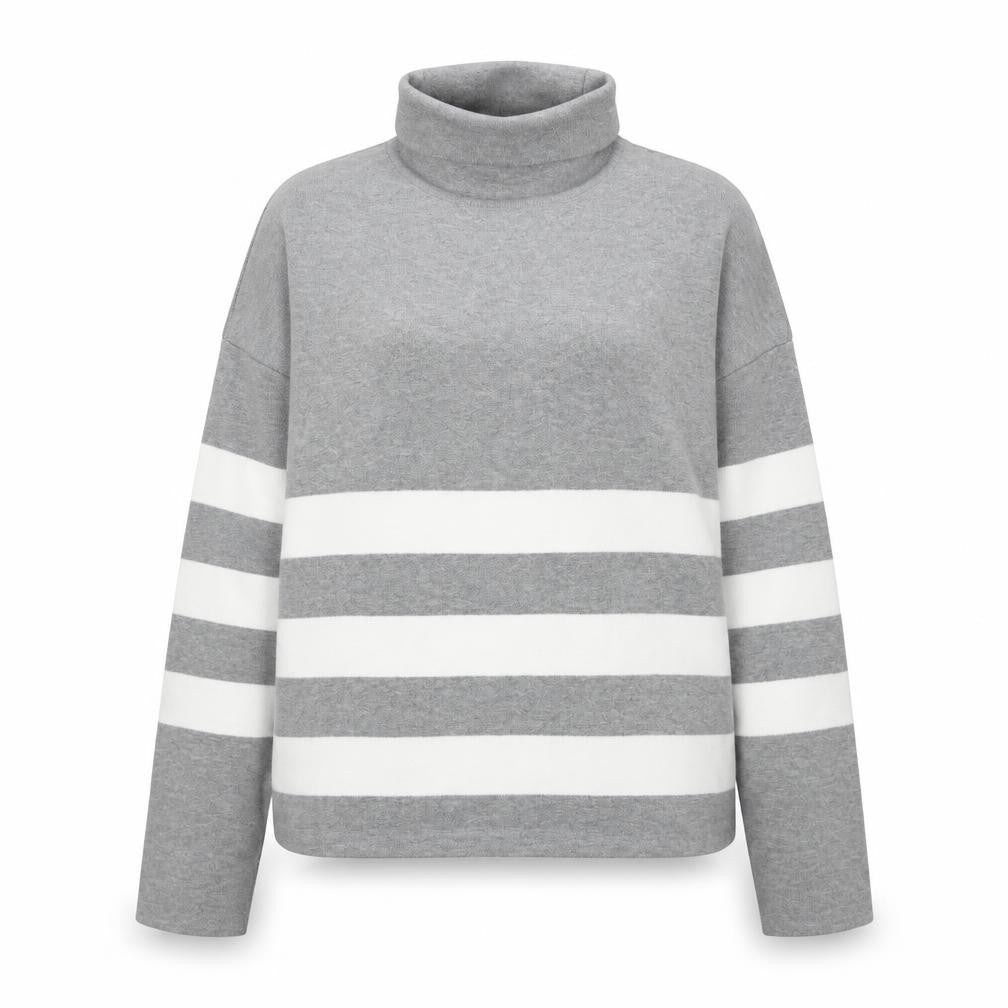 New Look Womens Grey Striped Viscose Pullover Sweatshirt Size M