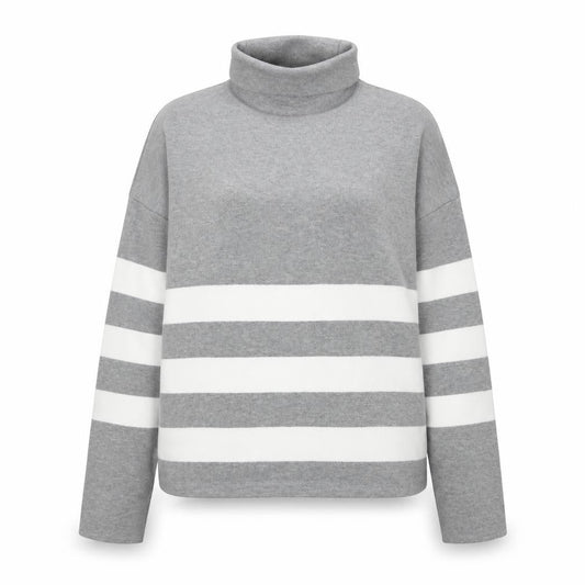 New Look Womens Grey Striped Viscose Pullover Sweatshirt Size M
