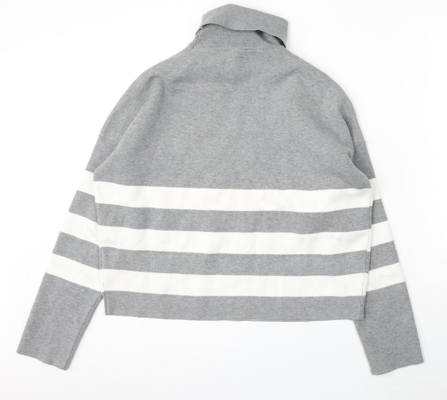 New Look Womens Grey Striped Viscose Pullover Sweatshirt Size M