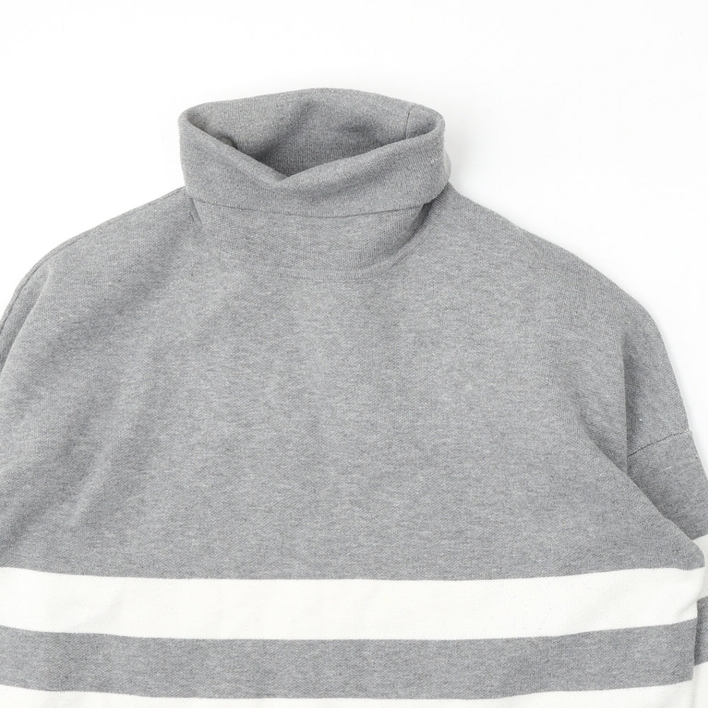 New Look Womens Grey Striped Viscose Pullover Sweatshirt Size M