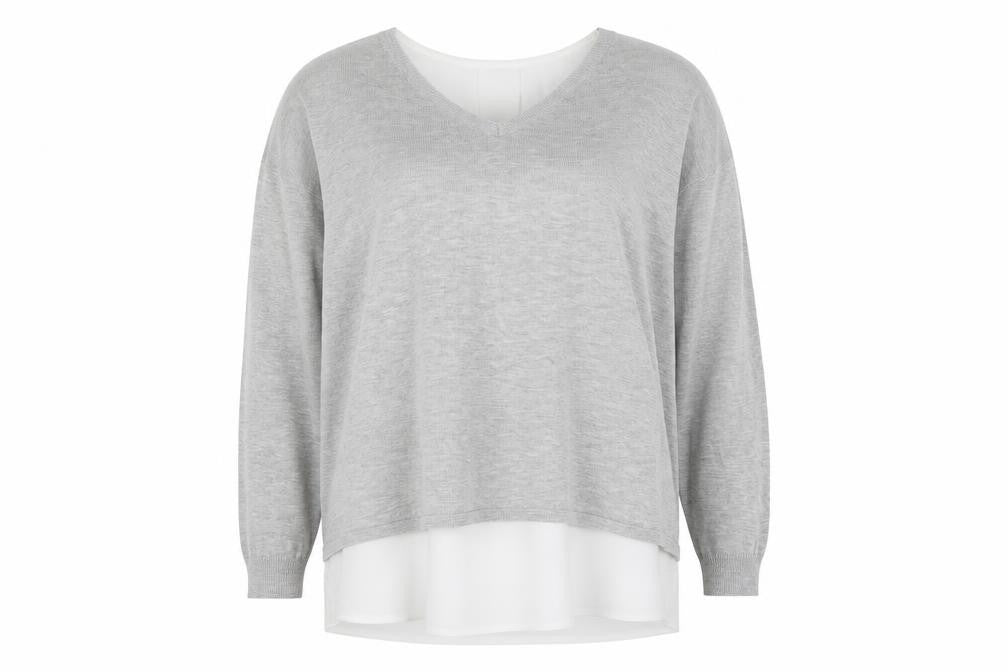Atmosphere Womens Grey V-Neck Viscose Pullover Jumper Size 18