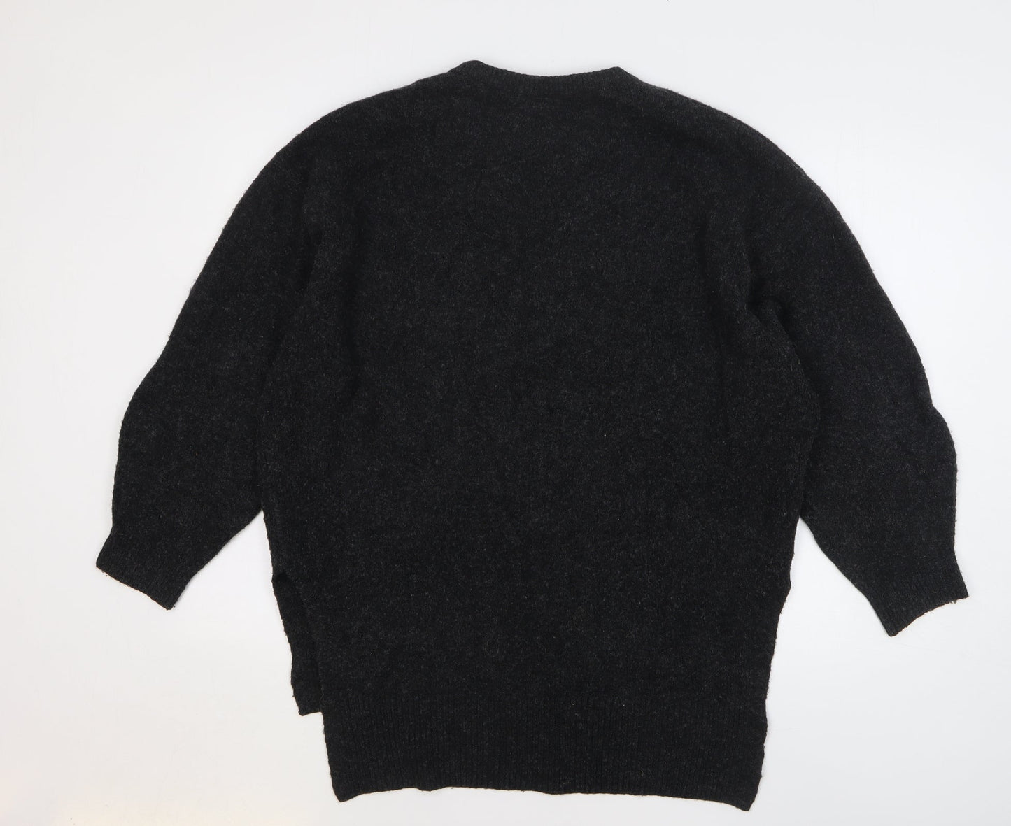 H&M Womens Grey Round Neck Acrylic Pullover Jumper Size S