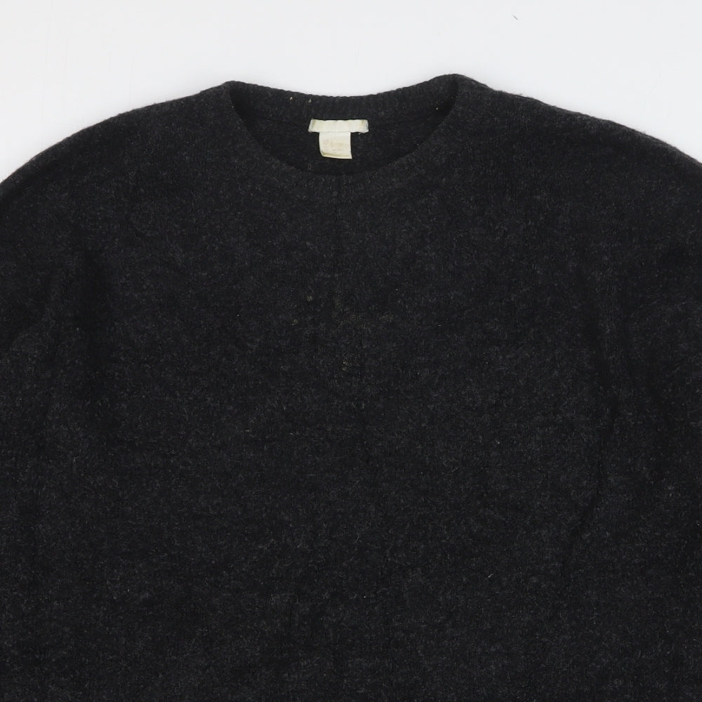 H&M Womens Grey Round Neck Acrylic Pullover Jumper Size S