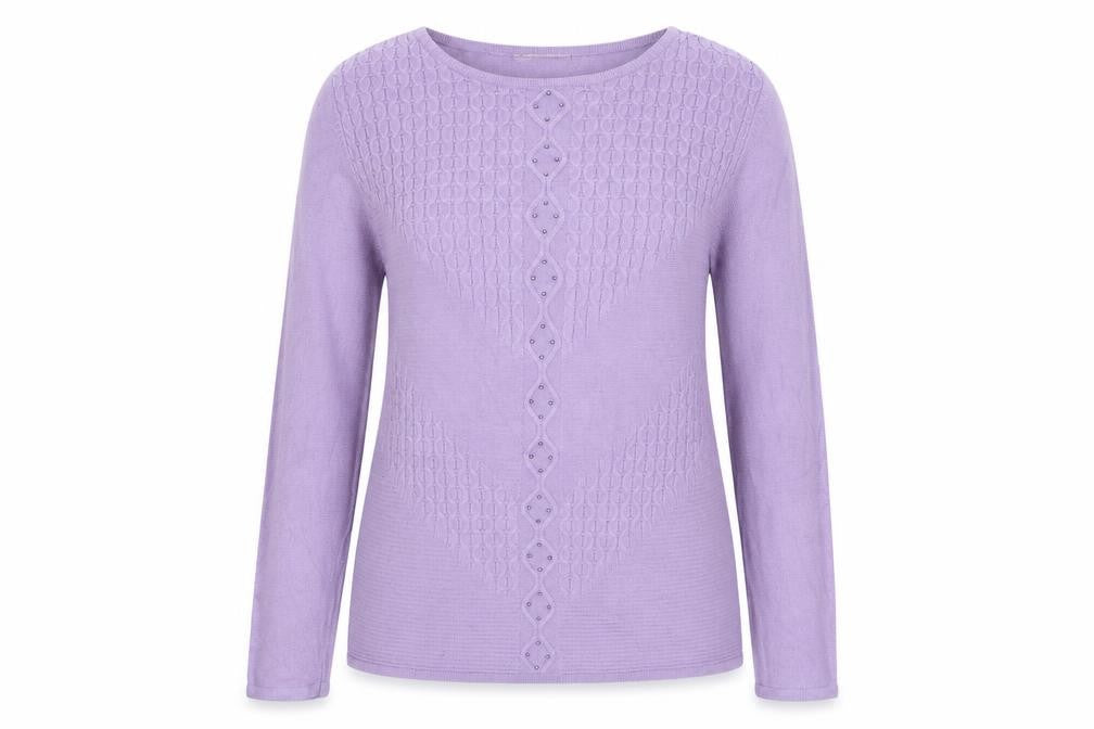 Anna Rose Womens Purple Round Neck Acrylic Pullover Jumper Size L