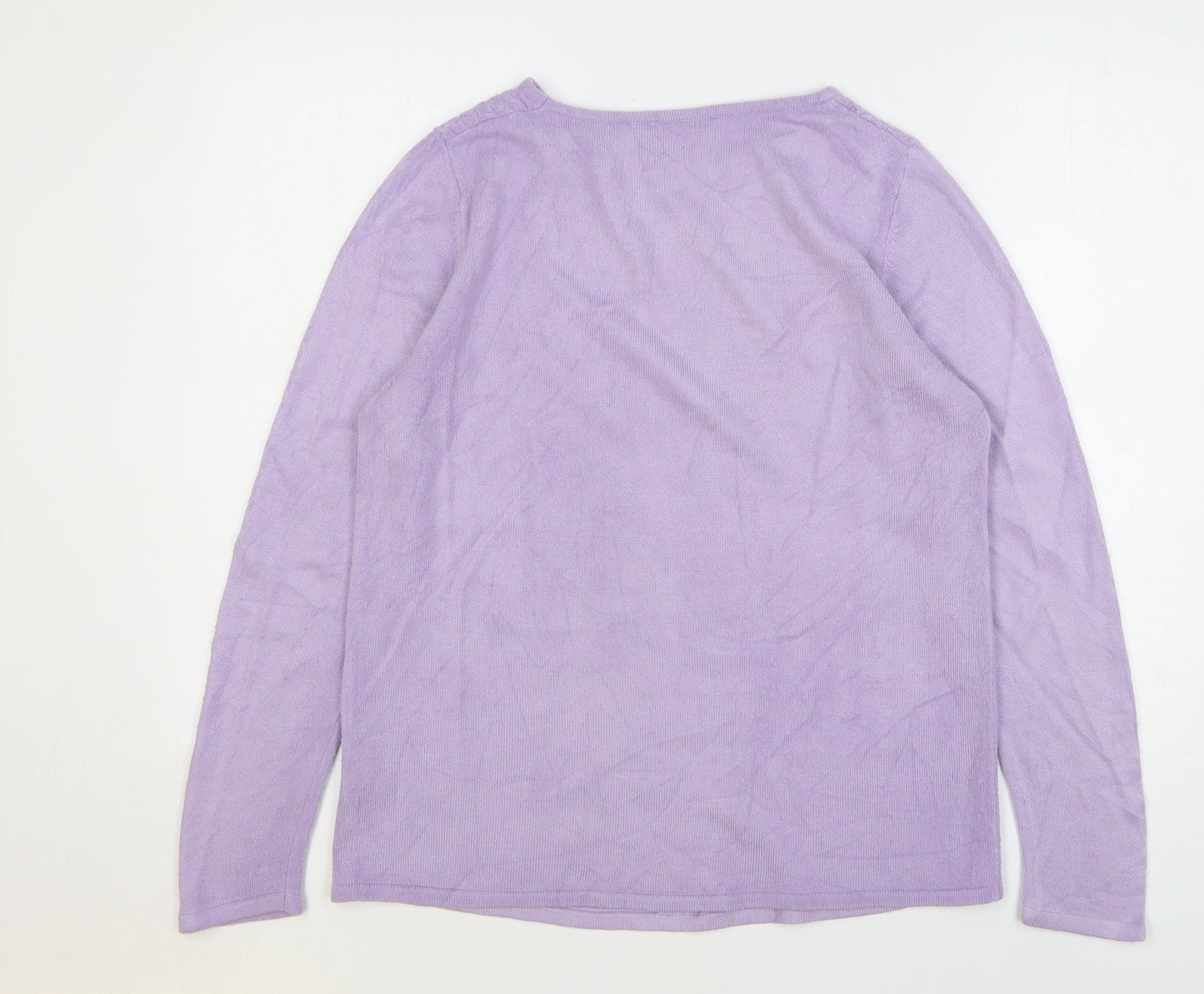 Anna Rose Womens Purple Round Neck Acrylic Pullover Jumper Size L
