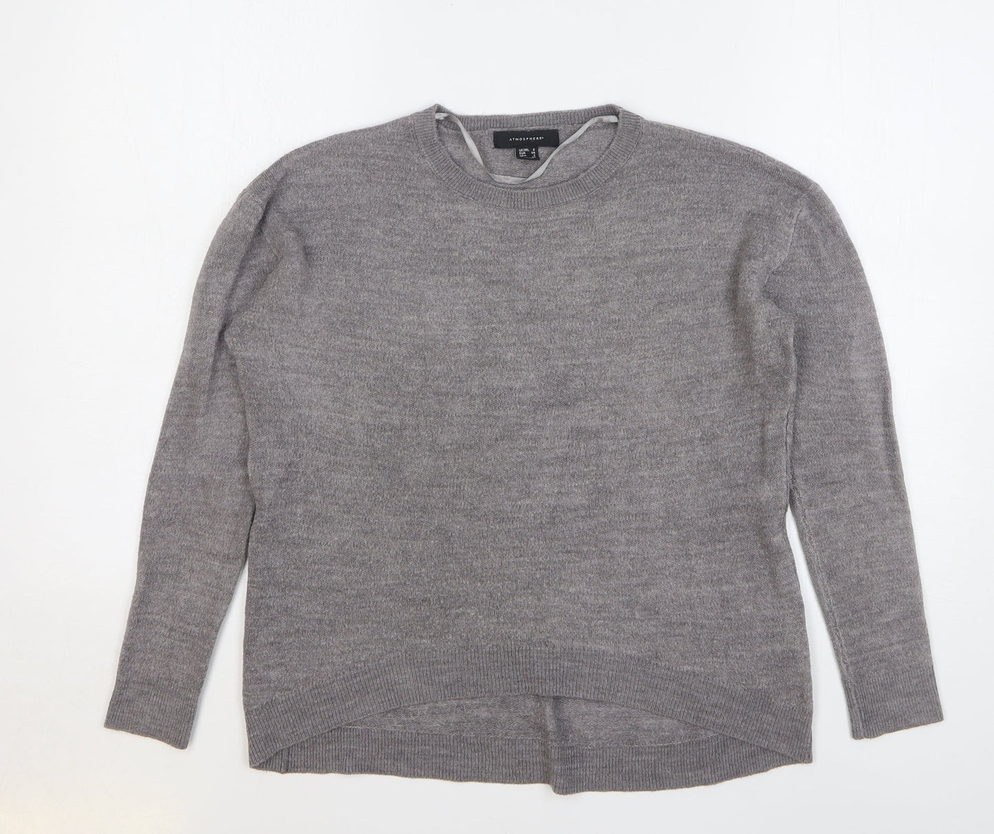 Atmosphere Womens Grey Round Neck Acrylic Pullover Jumper Size 6