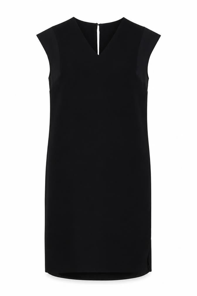Marks & Spencer Womens Black Polyester Shift Size 10 V-Neck Button