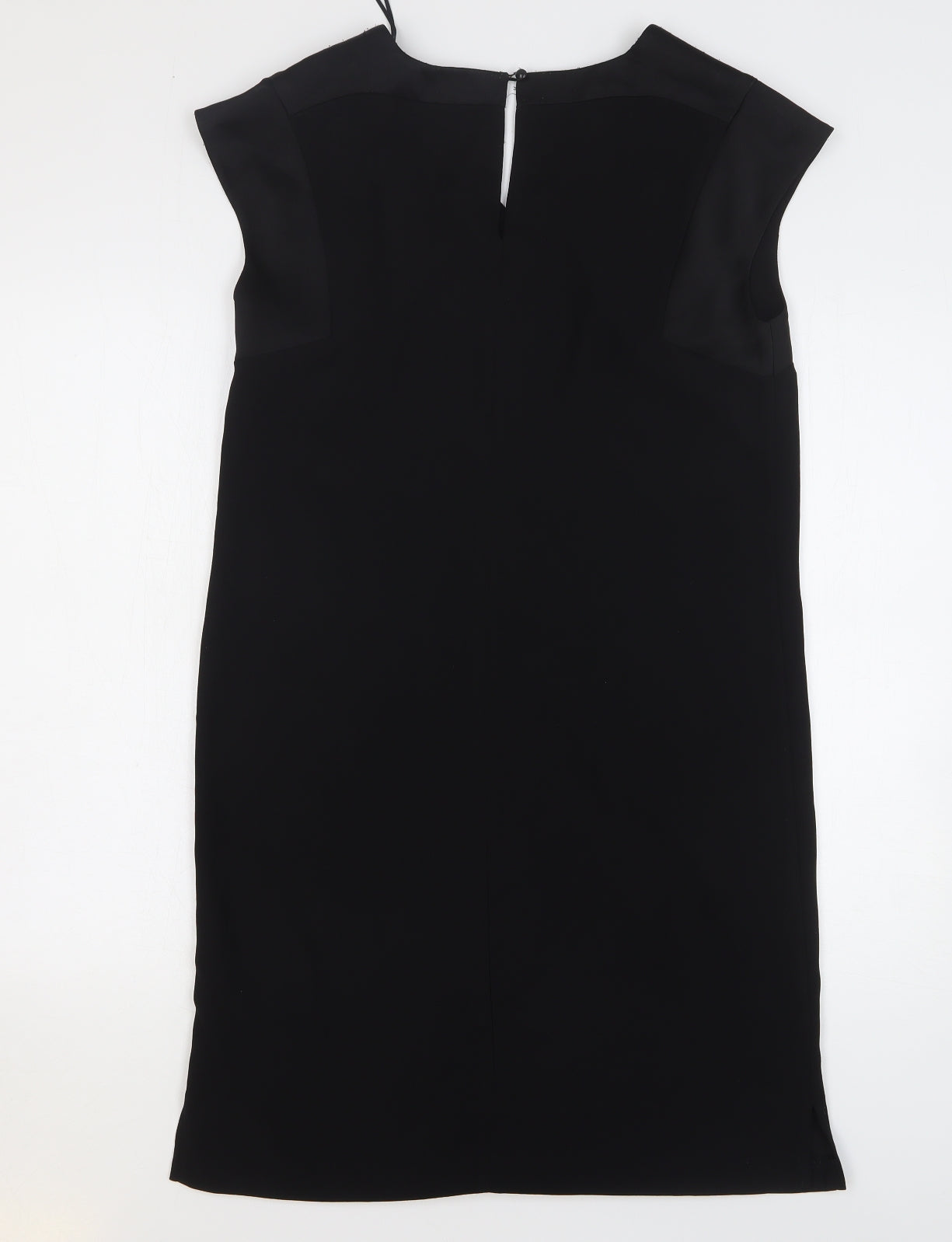 Marks and Spencer Womens Black Polyester Shift Size 10 V-Neck Button
