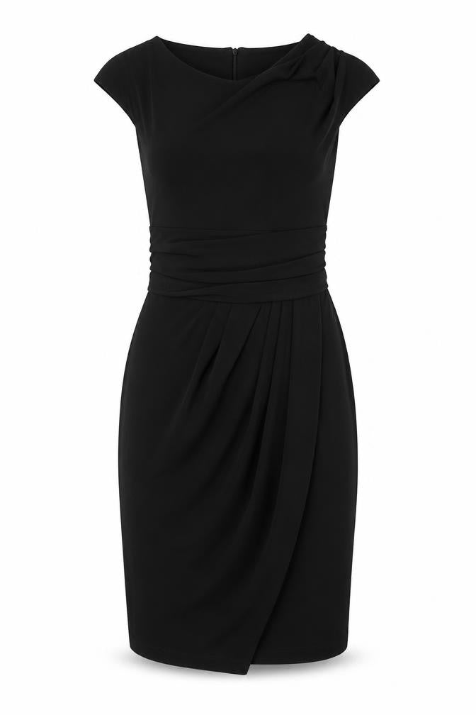 Linea Womens Black Polyester Bodycon Size 8 Round Neck Zip