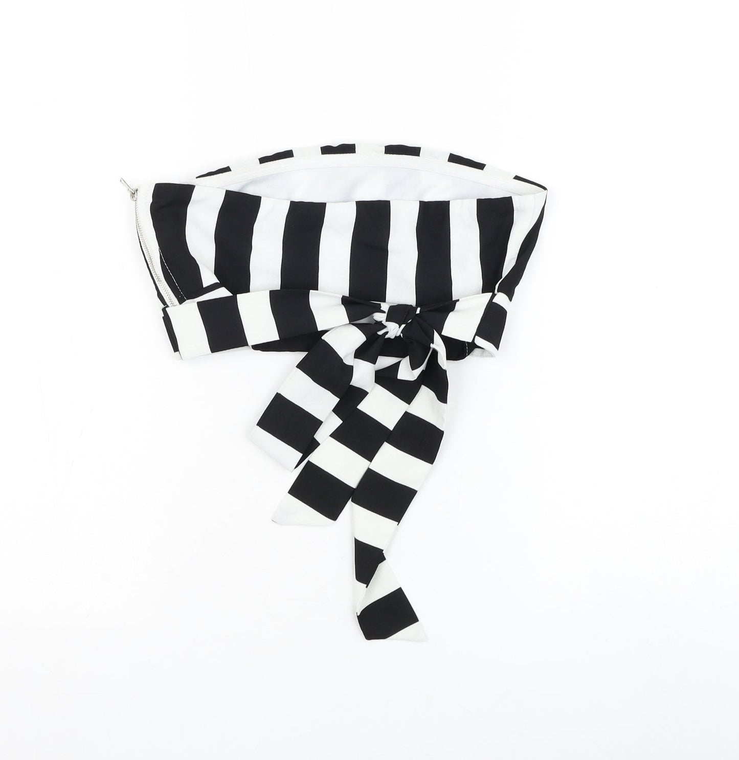 In the Style Womens Black Striped Polyester Cropped Tank Size 8 Off the Shoulder