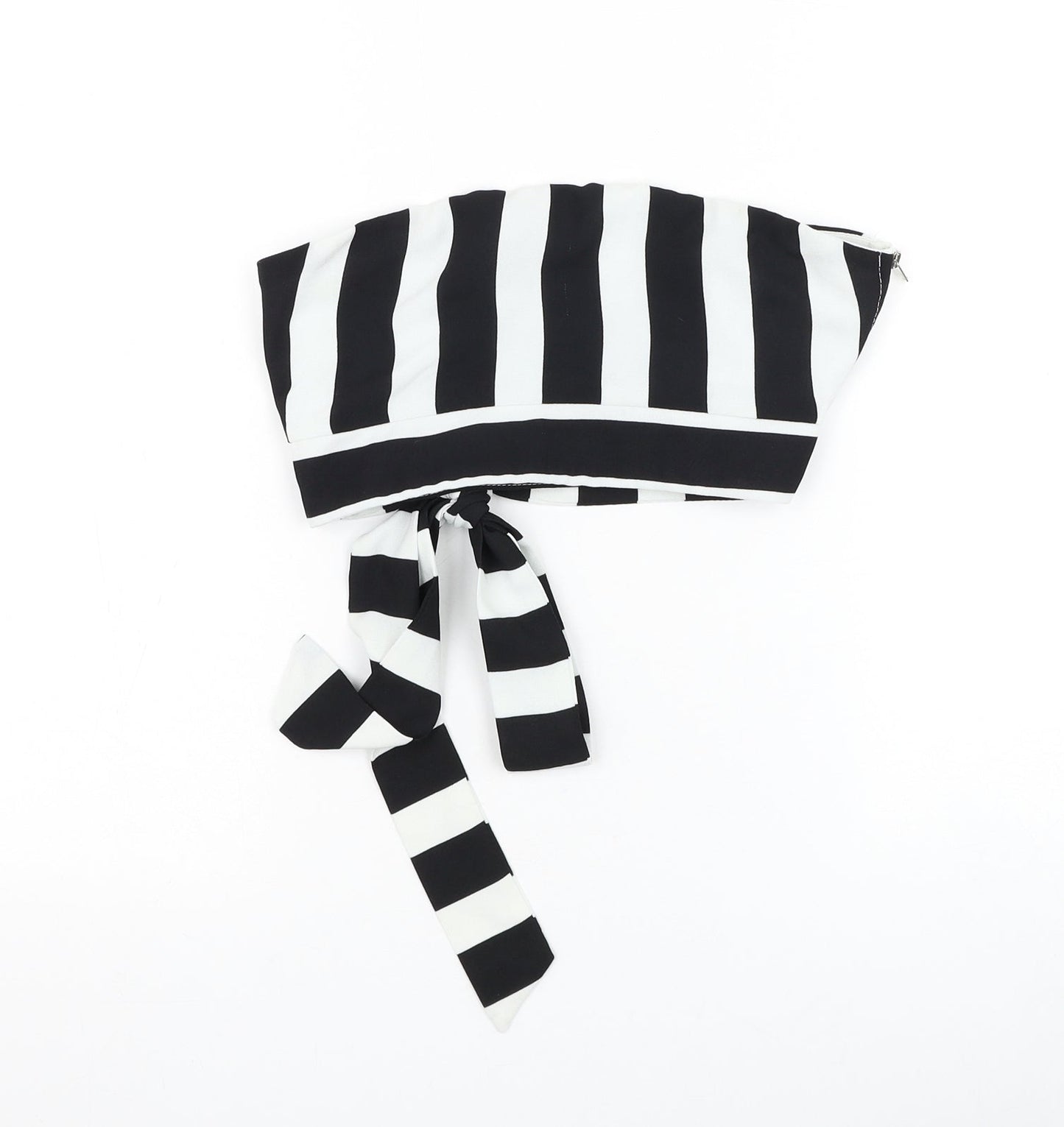 In the Style Womens Black Striped Polyester Cropped Tank Size 8 Off the Shoulder