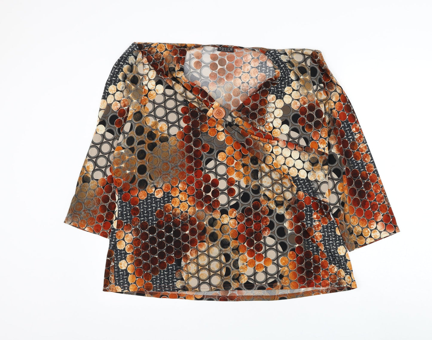 Touch Collection Womens Multicoloured Geometric Polyester Basic Blouse Size L V-Neck