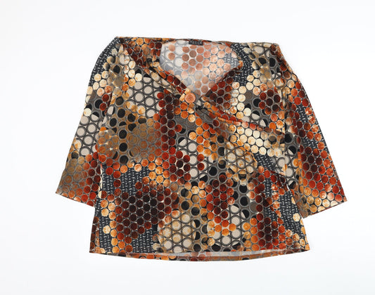 Touch Collection Womens Multicoloured Geometric Polyester Basic Blouse Size L V-Neck