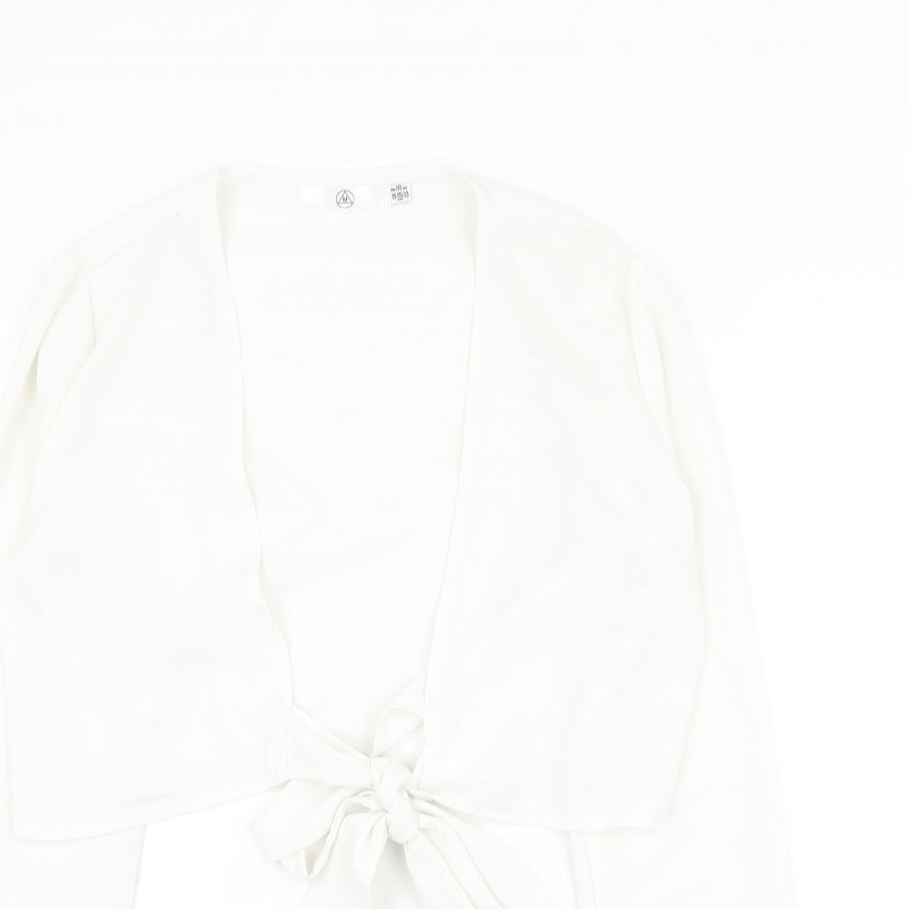 Missguided Womens White Polyester Basic Blouse Size 8 V-Neck