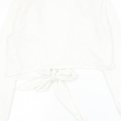 Missguided Womens White Polyester Basic Blouse Size 8 V-Neck