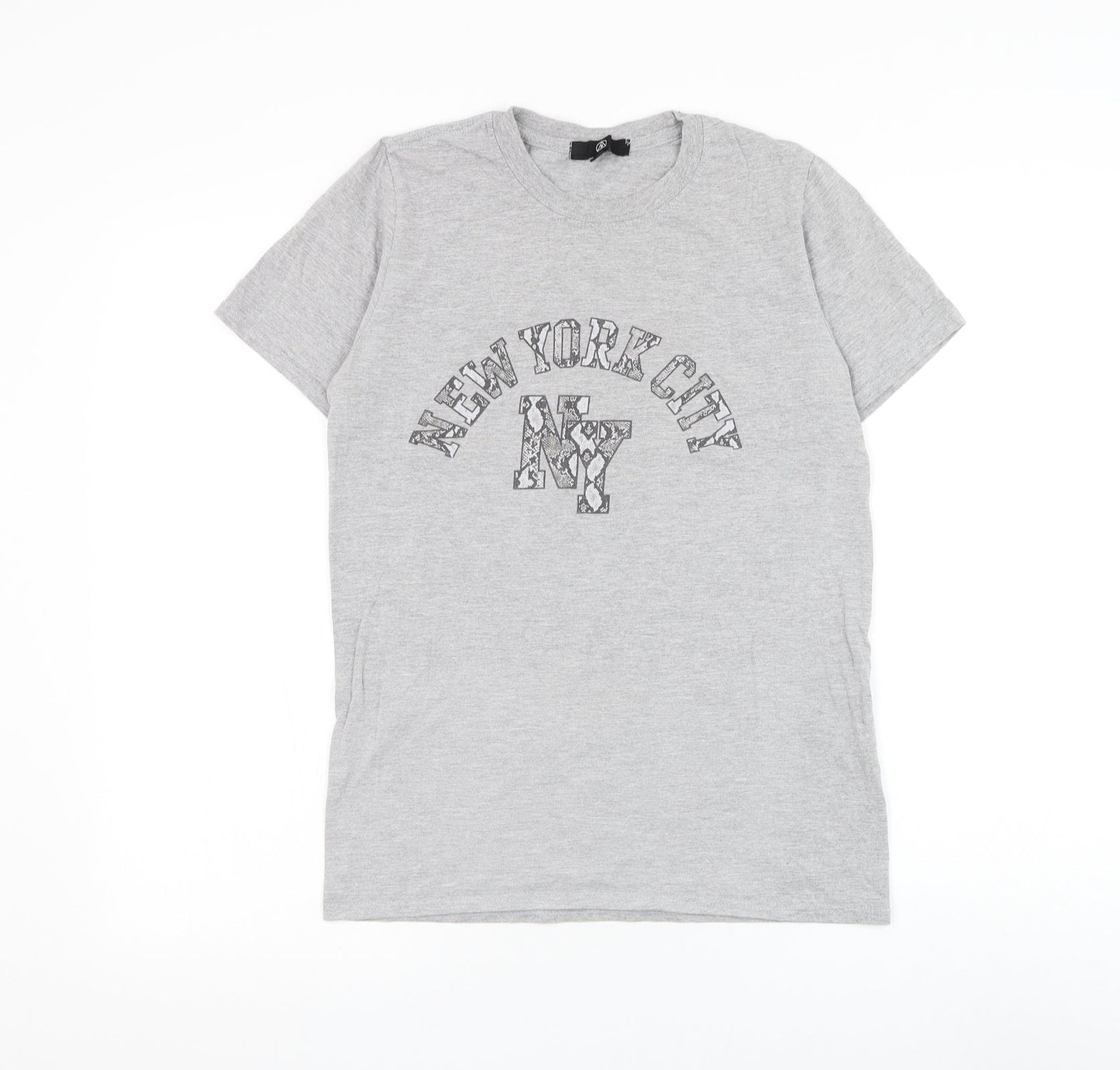 Missguided Womens Grey Polyester Basic T-Shirt Size S Round Neck - New York City