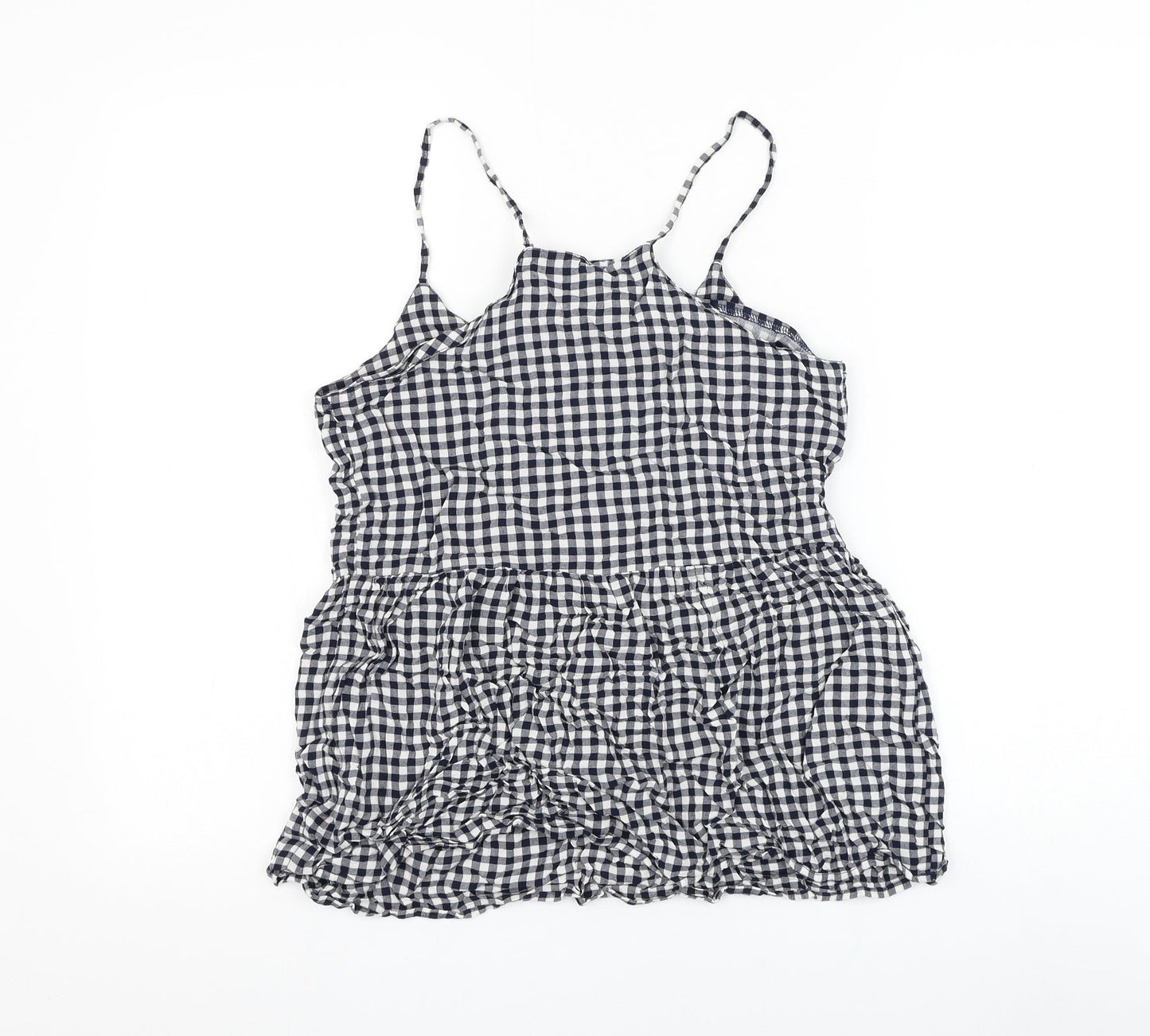 Atmosphere Womens Black Check Viscose Basic Blouse Size 8 Round Neck - Flower