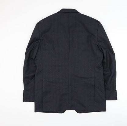Cain Mens Blue Wool Jacket Suit Jacket Size 40
