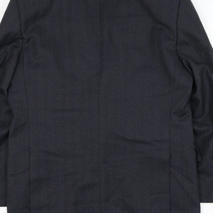 Cain Mens Blue Wool Jacket Suit Jacket Size 40