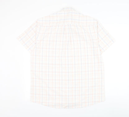 Matalan Mens White Striped Polyester Button-Up Size M Collared Button