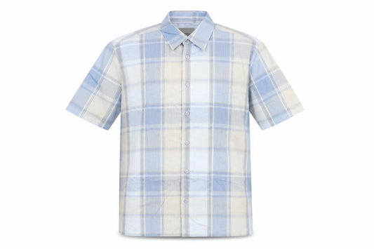 Ciro Citterio Mens Blue Check Cotton Button-Up Size M Collared Button