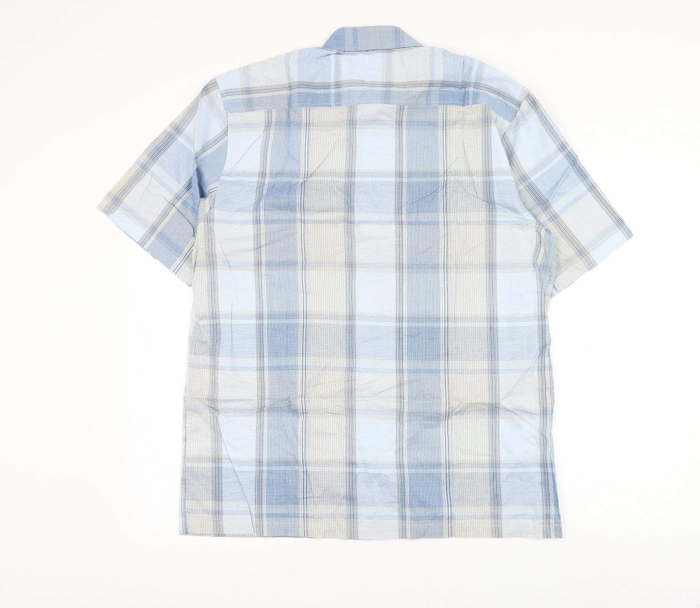 Ciro Citterio Mens Blue Check Cotton Button-Up Size M Collared Button